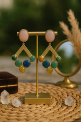 STATEMENT MULTI-STONE GEOMETRIC DROP EARRINGS